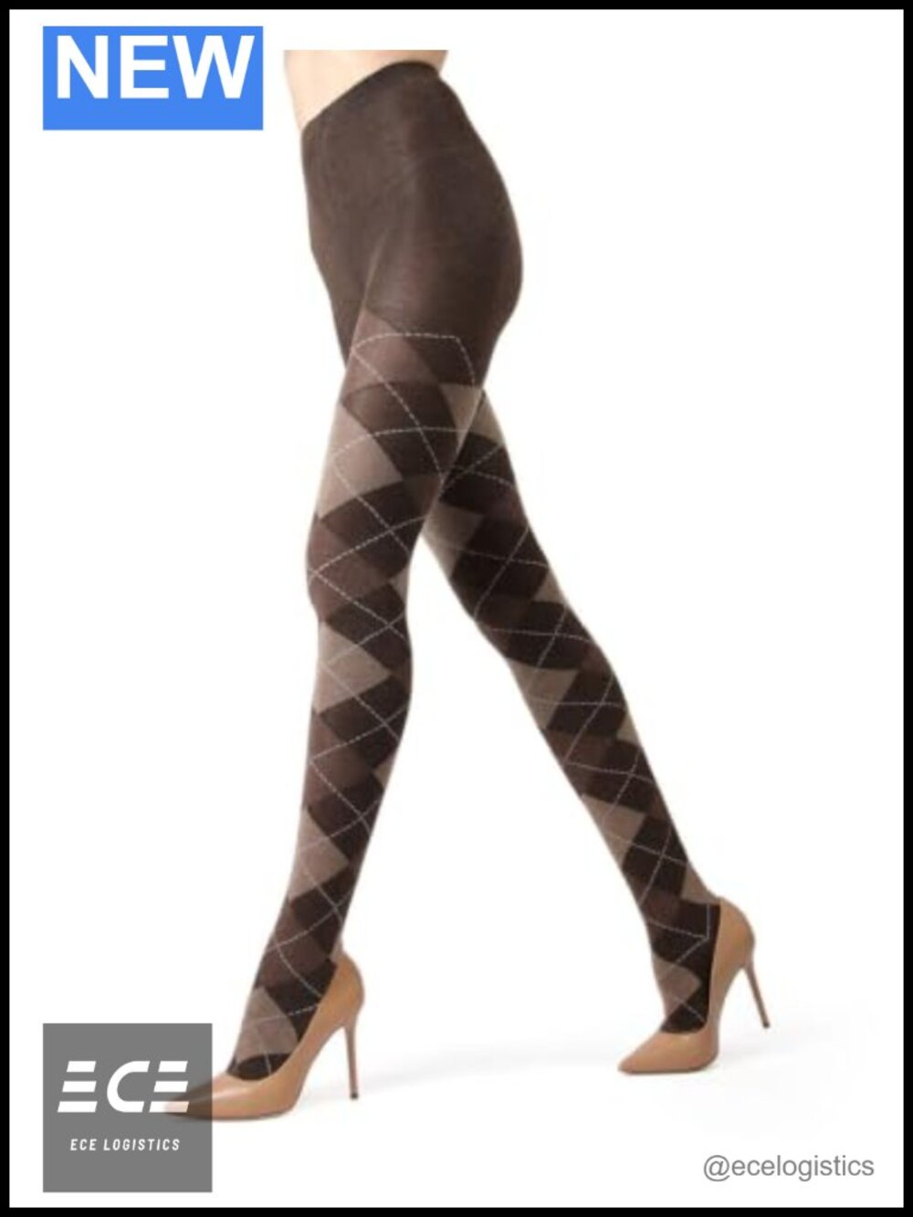 Argyle Cotton Sweater Tights Opaque Knit Womens Hosiery